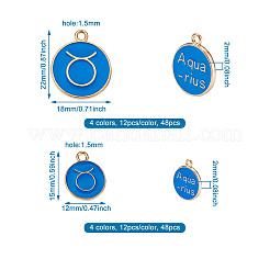 8セット8スタイルの合金エナメルペンダント  星座とフラットラウンド  ミックスカラー  15~22x12~18x2mm  穴：1.5mm  1セット/スタイル&nbsp;ENAM-CW0001-04