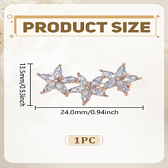 合金ラインストーンブローチ1個  花  クリスタル  13.5x24mm&nbsp;JEWB-LP0002-10