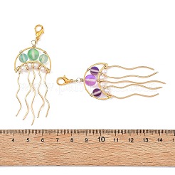 201 Stainless Steel & Synthetic Moonstone Beaded Pendants Decoration&nbsp;HJEW-JM05048