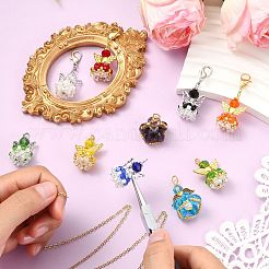 20個10色ファセットガラスペンダント  角度  合金製ウィングビーズと鉄製ループ付き  ミックスカラー  30x21.5x16mm  穴：2.2~3.6mm  2個/カラー&nbsp;PALLOY-SZ00011