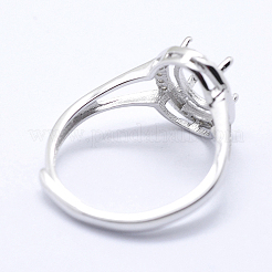 Anti-Tarnish Rhodium Plated 925 Sterling Silver Finger Ring Components&nbsp;STER-G027-13P