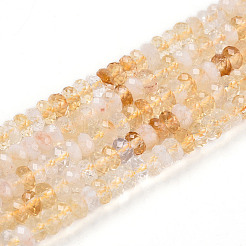 天然シトリン（加熱）ビーズ連売り  多面カット  ロンデル  3.5~4x2~2.5mm  穴：0.7~1mm  約161~170個/連  14.69~15.35''（37.3~39センチメートル）&nbsp;G-T141-43