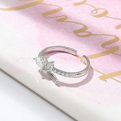 Fishtail with Heart Clear Cubic Zirconia Cuff Rings&nbsp;RJEW-G337-04P