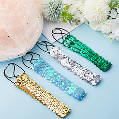 10Pcs 10 Color Wide Stretch Sparkling Polyester Headband&nbsp;OHAR-GF0001-26