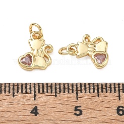 Brass Micro Pave Light Coral Cubic Zirconia Charms&nbsp;CU-CBAF0F8-12G