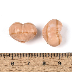 手作りランプワークビーズ  ハート  桃パフ  12.5~14x18~18.5x11~12mm  穴：1~1.5mm&nbsp;LAMP-T026-02B-06