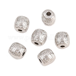 チベットスタイル合金バレルビーズ  カドミウムフリー＆鉛フリー  プラチナ  7x6.5mm  穴：2mm  約1470個/1000g&nbsp;TIBEB-5178-P-RS