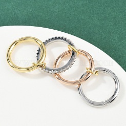 真鍮マイクロパヴェキュービックジルコニアプレーンバンドリング（女性用）  プラチナ·ゴールデン  11mm  usサイズ8 1/2(18.5mm)&nbsp;RJEW-P160-01G-MC