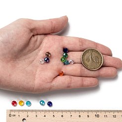 10色の電気メッキガラスビーズ  ABカラーメッキ  多面カット  ロンデル  ミックスカラー  6x5mm  穴：1mm  10色  50個/カラー  500個/箱&nbsp;EGLA-X0006-01B-6mm