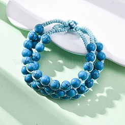 Synthetic Turquoise Round Beaded Multi-strand Bracelets for Men Women&nbsp;BJEW-G743-02F