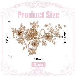 ポリエステルレース刺繍縫製繊維2個  DIYアクセサリー  花  ゴールデンロッド  340x220x1~8.5mm&nbsp;DIY-HY0001-45B