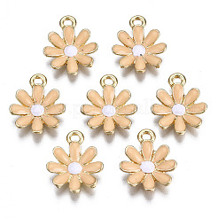 ライトゴールドメッキ合金チャーム  エナメル  花  ミックスカラー  17.5x14.5x3mm  穴：2mm&nbsp;ENAM-T009-39
