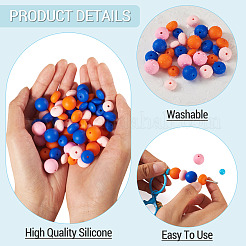 90Pcs 9 Styles Round & Rondelle Silicone Focal Beads&nbsp;SIL-TA0003-57A