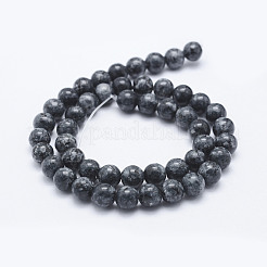 天然染色ゴマジャスパービーズ連売り  染め  ラウンド  ブラック  8~8.5mm  穴：1mm  約47~49個/連  14.5インチ〜14.9インチ（37~38cm）&nbsp;G-E443-A08
