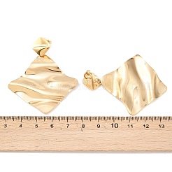 304ステンレススチールの菱形ダングルスタッドピアス  イオンプレーティング（ip）  18KGP本金メッキ  57.5x46.5mm&nbsp;EJEW-K268-79B-G