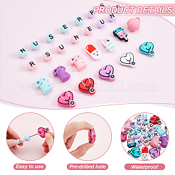 27Pcs 27 Styles Nurses' Day Silicone Focal Beads&nbsp;SIL-GA0001-32