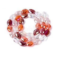 Electroplate Imitation Jade & Opaque & Transparent Glass Beads Strands&nbsp;EGLA-Q135-8x11MM-01A