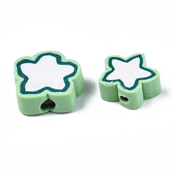 手作り樹脂粘土ビーズ  スター  アクアマリン  8.5~11x9~11x4mm  穴：1.6mm&nbsp;CLAY-N011-015B