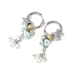Ocean Natural Larimar Chip Dangle Earrings&nbsp;EJEW-JE07423