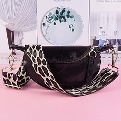 幅広のポリエステル製財布ストラップ  交換用調節可能なショルダーストラップ  レトロな取り外し可能なバッグベルト  スイベルクラスプ付き  ハンドバッグ用 クロスボディバッグ用 キャンバスバッグ  ヒョウプリント模様  71~127x5cm&nbsp;JX144B