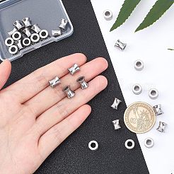 304ステンレススチールヨーロピアンビーズ  大穴ビーズ  コラム  ステンレス鋼色  8x8mm  穴：4mm  30個/箱&nbsp;STAS-UN0012-09P