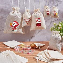 40Pcs 4 Sizes Polyester Imitation Burlap Packing Pouches Drawstring Bags&nbsp;ABAG-NB0001-66