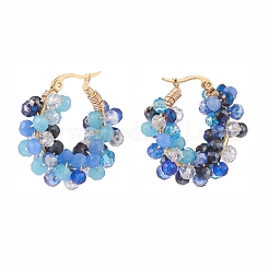Glass Beaded Braided Hoop Earrings&nbsp;EJEW-JE04896