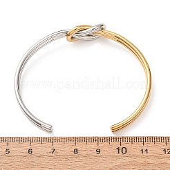 ツートンカラーの304ステンレススチール製ノットオープンカフバングル（女性用）  ゴールデン·ステンレス鋼色  内径：2.26インチ（5.75cm）&nbsp;SA-CBA2192-05GP-01