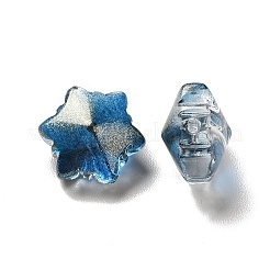 透明ガラスビーズ  クリスマススノーフレーク  プルシアンブルー  11.5x10.5x7.5mm  穴：1mm&nbsp;GLAA-B007-01B
