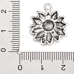 合金ペンダント  ヒマワリ  チャーム  アンティークシルバー  21x19x2.5mm  穴：2mm&nbsp;PALLOY-Q365-01AS