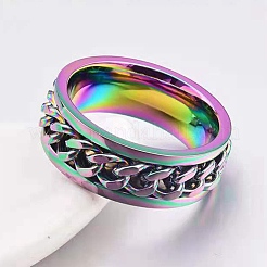 201 Stainless Steel Chains Rotating Finger Ring for Calming&nbsp;RJEW-DJ0001-11A