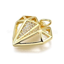 Brass Micro Pave Cubic Zirconia Pendants&nbsp;KK-Z100-20G-01