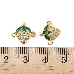Brass Pave Green & Clear Cubic Zirconia Fruit Connector Charms&nbsp;KK-Z109-01G-03