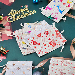 20Pcs 4 Styles Christmas Cotton Fabric Cloth Bag&nbsp;ABAG-TA0002-11