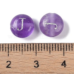 天然石アメジストビーズ  レター  文字J  8.5~9x5~5.5mm  穴：1.2mm&nbsp;G-L524-20J-03