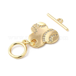 Brass Micro Pave Clear Cubic Zirconia Toggle Clasps&nbsp;KK-P234-90G