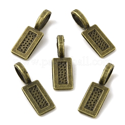 合金グルーオンフラットパッドベイル  長方形ペンダントベイル  アンティークブロンズ  20.5x7x1~6mm  穴：6x4mm&nbsp;PALLOY-K005-05AB