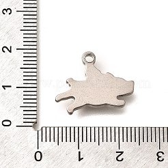 304ステンレスペンダント  豚のチャーム  変色防止  ステンレス鋼色  15.5x20.5x2.5mm  穴：2mm&nbsp;LS-STAS-P381-06P