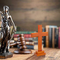 Pine Wood Cross Display Decorations&nbsp;AJEW-WH0083-30B