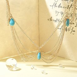 女性のファッションメタルヘッドチェーンヘッドバンド  ゴールドカラー  20.8インチ&nbsp;OHAR-R150-03