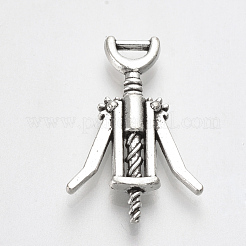 合金のチベット風チャーム  コルク抜き  鉛フリー＆カドミウムフリー  アンティークシルバー  26x17x3mm  穴：1.5mm  約270個/500g&nbsp;TIBE-T010-26AS-RS