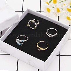 Rhodium Plated 925 Sterling Silver Open Cuff Ring with Clear Cubic Zirconia&nbsp;JR885A