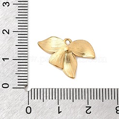 テクスチャ加工された304ステンレススチールペンダント  リーフチャーム  ゴールドカラー  14x20x2.5mm  穴：1.2mm&nbsp;STAS-P450-08G