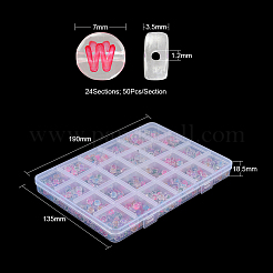 1200個24スタイルの透明アクリルエナメルビーズ  混在模様とフラットラウンド  ミックスカラー  7x3.5~4mm  穴：1.2mm&nbsp;MACR-YW0001-66