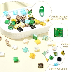80Pcs 10 Styles 2-Hole Glass Seed Beads&nbsp;SEED-YW0002-94