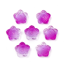 透明ガラスビーズ  花  ツートン  マゼンタ  12x13x3mm  穴：1.2mm&nbsp;GLAA-H016-10J-19