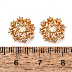 Brass Micro Pave Clear Cubic Zirconia Bead Caps&nbsp;KK-Z112-44G