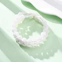 Natural White Jade Round Beaded Multi-strand Bracelets for Men Women&nbsp;BJEW-G743-02E