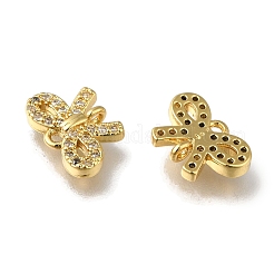 Rack Plating Brass Micro Pave Clear Cubic Zirconia Connector Charms&nbsp;KK-G500-06G