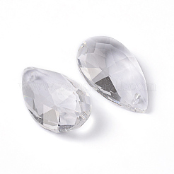 ファセットティアドロップ透明ガラスペンダント  透明  28x17x9mm  穴：1.5mm&nbsp;EGLA-R085-03